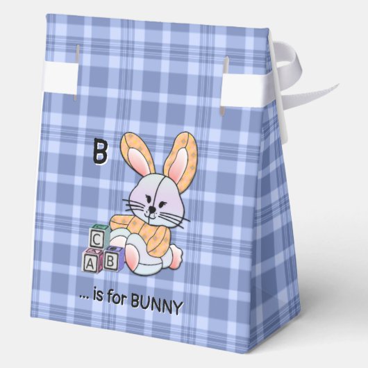 Blue Plaid Nursery Art - Bunny Favoriet Dozen Bedankdoosjes (Achterkant)