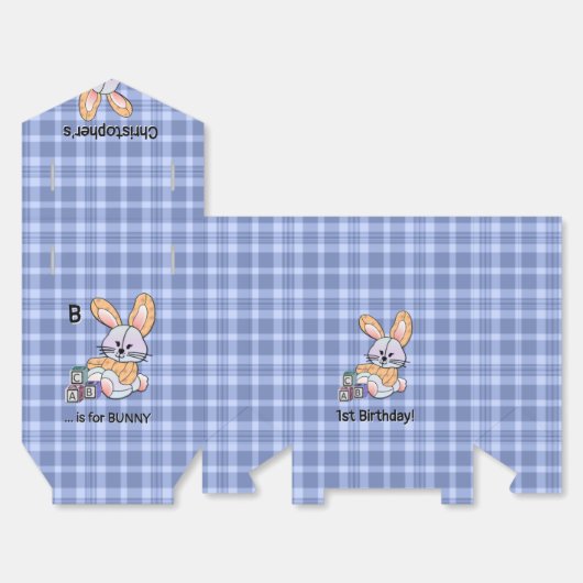 Blue Plaid Nursery Art - Bunny Favoriet Dozen Bedankdoosjes (Ongevouwen)