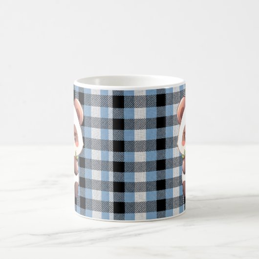 Blue Plaid Panda Double-Sided Design Koffiemok (Center)