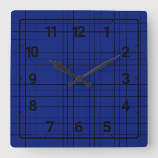 Blue plaid pattern vierkante klok (Voorkant)