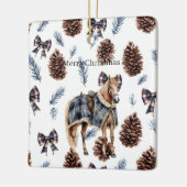Blue Plaid Pine Cones Bows Horse Christmas Keramisch Ornament (Links)