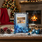 Blue Plaid Portrait Photo Christmas Holiday Card Feestdagenkaart