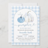Blue Plaid Preppy Pumpkin Boy Baby shower Kaart (Voorkant)