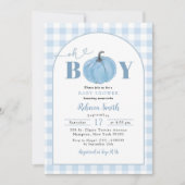 Blue Plaid Preppy Pumpkin Oh Boy Baby shower Kaart (Voorkant)