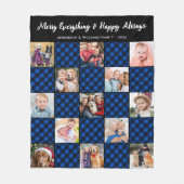 Blue Plaid Quilt Gepersonaliseerde 13 Afbeelding C Fleece Deken (Voorkant)