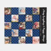Blue Plaid Quilt Gepersonaliseerde 13 Afbeelding C Fleece Deken (Voorkant (Horizontaal))