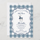 Blue Plaid Reindeer Baby shower Kaart (Voorkant)