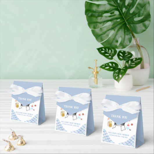 Blue Plaid Retro Country Baby Q Baby shower Bedankdoosjes (Meervoudige)