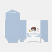 Blue Plaid Retro Country Baby Q Baby shower Bedankdoosjes (Uitgevouwen)