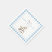 Blue Plaid Rocking Horse Baby shower Servet (Hoek)