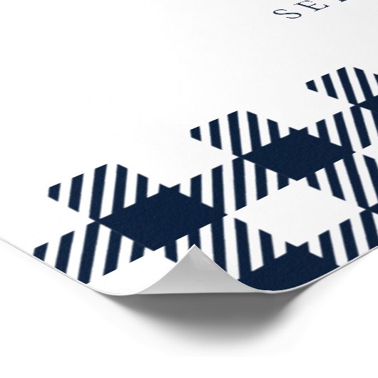 Blue Plaid Rustiek Baby shower BBQ Welkomstbord Poster (Hoek)