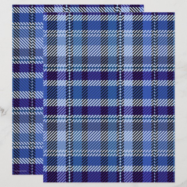 Blue Plaid Scrapbook Paper 2-Sided Page (Voorkant / Achterkant)