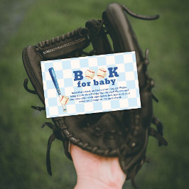 Blue Plaid Slugger Baseball Books For Baby Shower Informatiekaartje