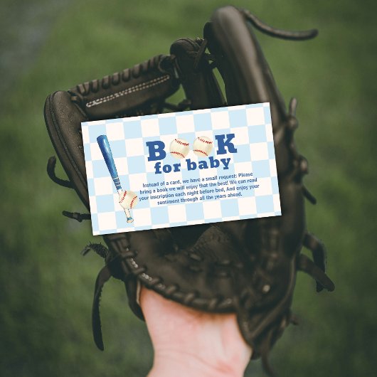 Blue Plaid Slugger Baseball Books For Baby Shower  Informatiekaartje