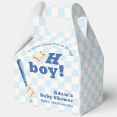 Blue Plaid Slugger Baseball Boy Baby Shower  Bedankdoosjes (Voorkant)