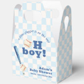Blue Plaid Slugger Baseball Boy Baby Shower  Bedankdoosjes (Open)