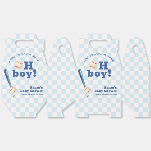 Blue Plaid Slugger Baseball Boy Baby Shower  Bedankdoosjes (Ongevouwen)
