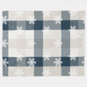 Blue Plaid Snowflake Kerstvakantie Fleece Deken (Voorkant (Horizontaal))