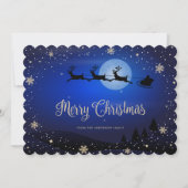 Blue Plaid Snowflake Rendier Santa Claus Feestdagenkaart (Voorkant)