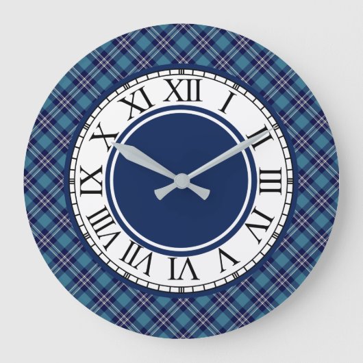 Blue Plaid St Andrews Scotland Tartan Grote Klok (Voorkant)