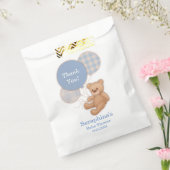 Blue Plaid Teddy Bear Baby shower Dank u Bedankzakje (Gezegeld)