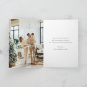 Blue Plaid Waterverf Herten Vrolijke Kerstfoto Feestdagen Kaart (Binnen)