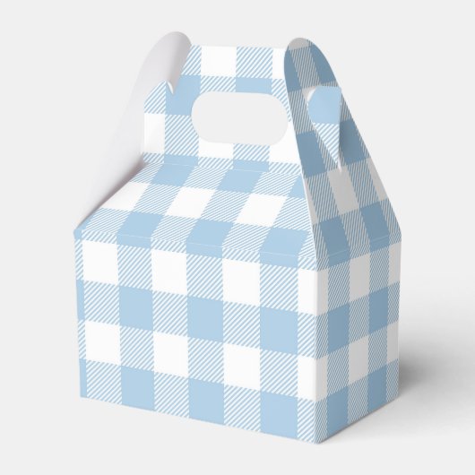 Blue Plaid Waterverf Rocking Horse Baby shower Bedankdoosjes (Achterkant)