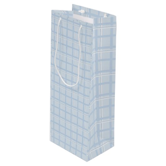 Blue Plaid Wine Gift Bag Wijn Cadeautas (Voorkant Gekanteld)