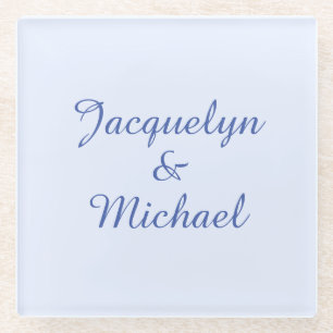 Blue Plain Elegant Modern Kalligrafie Naam Glazen Onderzetter