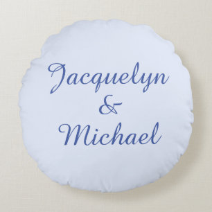 Blue Plain Elegant Modern Kalligrafie Naam Rond Kussen