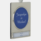 Blue Plain Elegant Modern Kalligrafie Naam Verzilverd Banner Ornament (Rechts)