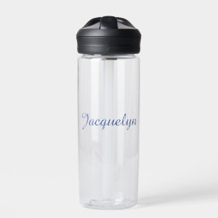 Blue Plain Elegant Modern Kalligrafie Naam Waterfles