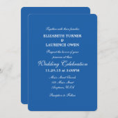 Blue Plain Simple Wedding Invitation Kaart (Voorkant / Achterkant)
