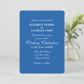 Blue Plain Simple Wedding Invitation Kaart (Staand voorkant)