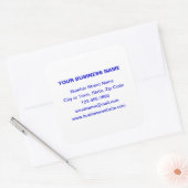Blue Plain Text Business Brand op White Vierkante Sticker (Envelop)
