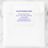 Blue Plain Text Business Brand op White Vierkante Sticker (Tas)