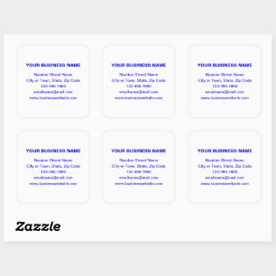Blue Plain Text Business Brand op White Vierkante Sticker