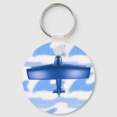 Blue Plane Aviation Sky Blue Cloud Sleutelhanger (Voorkant)