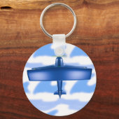 Blue Plane Aviation Sky Blue Cloud Sleutelhanger (Voorkant)