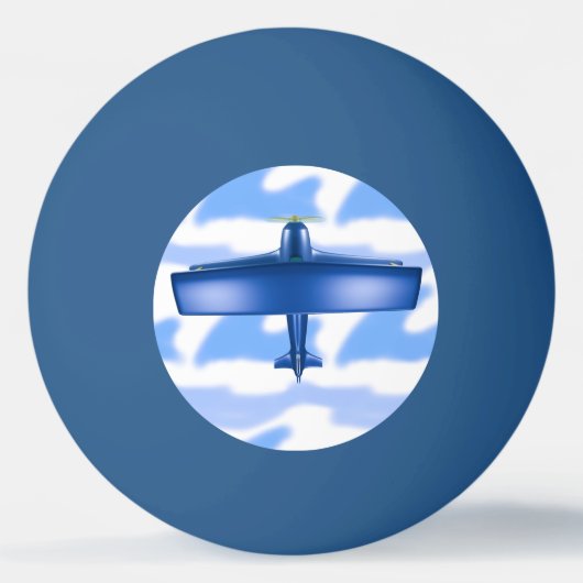 Blue Plane Aviation Sky Blue Clouds Ping Pong Ball (Voorkant)