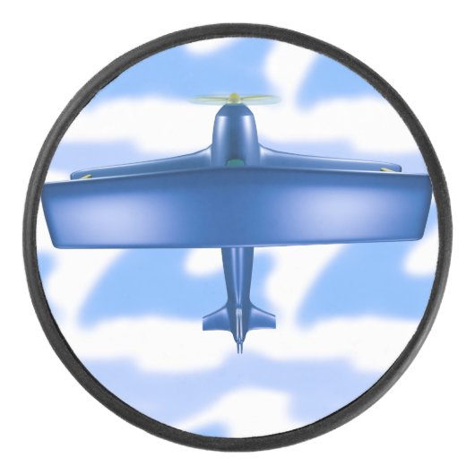 Blue Plane Aviation Sky Blue Clouds Puck (Voorkant)