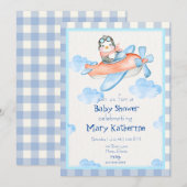Blue Plane Baby Jongen Douche Uitnodiging (Voorkant / Achterkant)