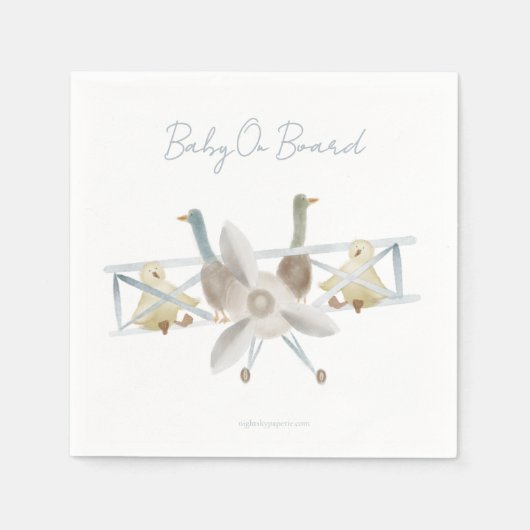 Blue Plane Baby Shower Napkins Servet (Voorkant)