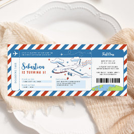 Blue Plane Boarding Pass Verjaardagskaart Kaart