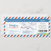 Blue Plane Boarding Pass Verjaardagskaart Kaart (Voorkant)