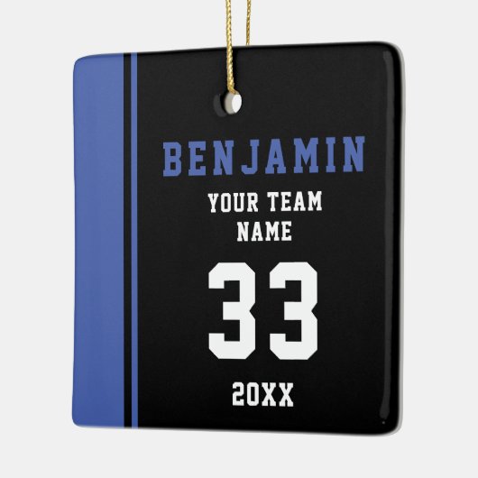 Blue Player Name Number Team Sports Kinder Keepomw Keramisch Ornament (Links)