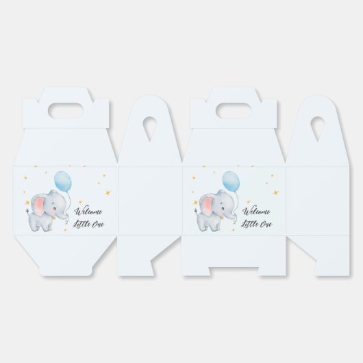 Blue Playful Elephants Bedankdoosjes (Ongevouwen)