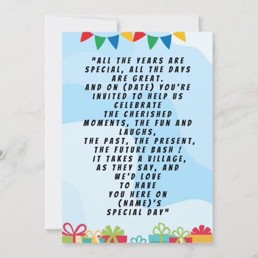 Blue Playful Little Boy Happy Birthday Party Kaart (Achterkant)