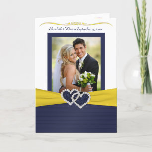 Blue Pleats met Hearts Photo Thank You Card Bedankkaart
