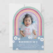 Blue Plum Floral Rainbow Kind's verjaardagsuitnodi Kaart (Voorkant)